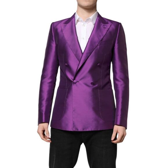 Dolce & Gabbana Purple Double Breasted Men Suit Coat Men's Blazer